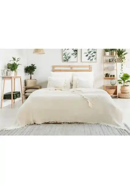 Natural Meet Maya Çift Yönlü Pamuk Müslin Yatak Örtüsü 4 Kat Kaliteli ve Şık Tasarım