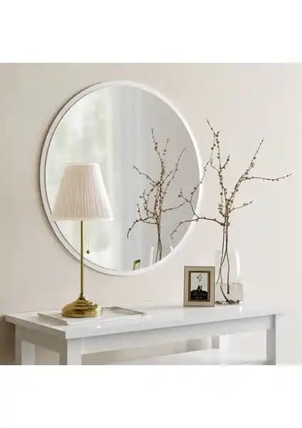 NeoStill Dekoratif Yuvarlak Beyaz Ayna A706 ile Modern ve Estetik Mekanlar