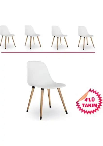 Netaks Estelia Abant 4'lü Ahşap ve Plastik Sandalye Takımı Yüksek Dayanıklılık ve Estetik Sunar