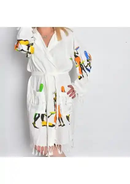 Nevin Acar Afro Kız Bambu Peştemal Bornoz Doğal ve Şık Çok Yönlü Kullanım İçin