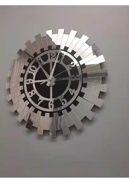 Nisanest Büyük Dekoratif Gümsü Güneş Duvar Saati Modern ve Şık Tasarım Özellikleri