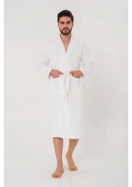 North Online Erkek Düz Pamuklu Şal Yaka Bornoz Günlük Kullanım ve Şıklık İçin Uygun