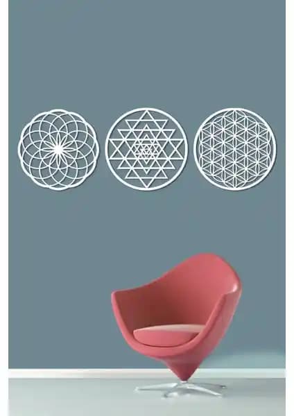 Numa Concept Yaşam Çiçeği 3'lü Beyaz MDF Duvar Dekorasyonu ile İç Mekanlara Şıklık ve Denge