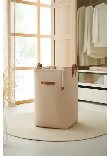 Ocean Home Textile Bej Kumaş Büzgülü Katlanır Çamaşır Sepeti Özellikleri ve Kullanım İpuçları