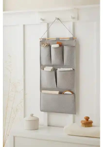 Ocean Home Textile Gri Çok Amaçlı Askılı Duvar Organizatörü Modern ve Şık Depolama Çözümü