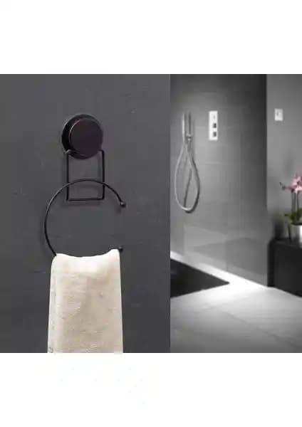 Okyanus Home Magic Fix Siyah Yuvarlak Havluluk Pratik ve Yenilikçi Yapışkan Tasarımı