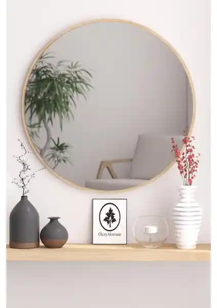 Olcay Aksesuar Sonomo Dekoratif 58CM Yuvarlak Ayna Şık ve Dayanıklı Tasarım