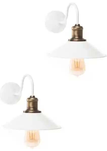 Ömür Avize Retro Aplik Beyaz Kasa 2'li – Modern ve Şık Duvar Aydınlatma Çözümü