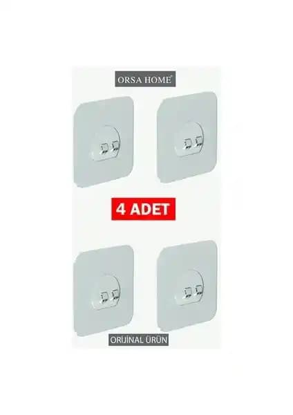 Orsa Home Güçlü Yapışkanlı Askı Seti 4 Adet Dayanıklı ve Çok Yönlü Kullanım İçin