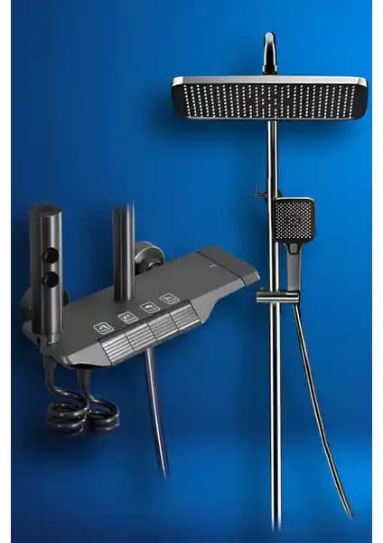 Oxy Aqua Piyano Siyah 5 Fonksiyonlu Robot Duş Seti Modern ve Dayanıklı Tasarım