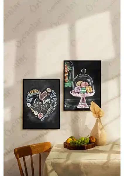 Özcanlar Çerçevesiz Mutfak Temalı Duvar Tablo Seti Modern ve Estetik Tasarım