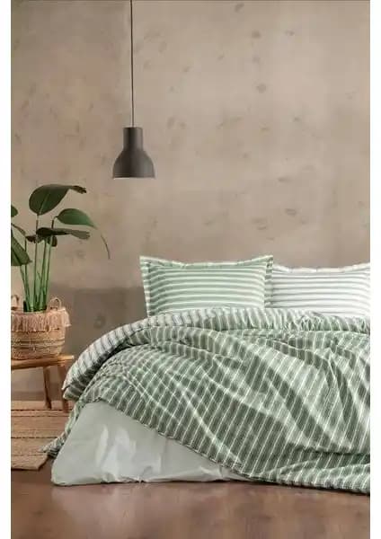 Özdilek Çift Kişilik Ranforce Nevresim Takımı Trioline Yeşil: Şıklık ve Konforun Buluşması