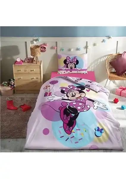 Özdilek Minnie Mouse Happy Tek Kişilik Nevresim Takımı Çocuklar İçin Konforlu ve Renkli Uyku Seti