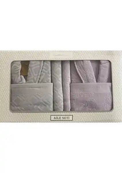 Özdilek Pastoral Lila Gri Aile Banyo Seti Konfor ve Şıklık Sunar