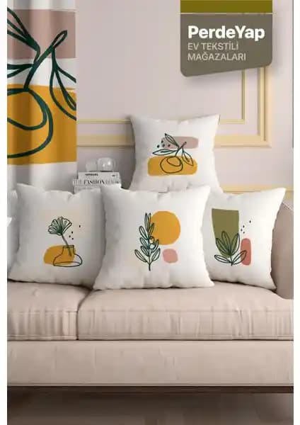 PerdeYap Hayali Gerçeküstü Çiçekler ve Vazo Desenli Kırlent Kılıfı 43x43 cm Şık ve Dayanıklı Tasarım