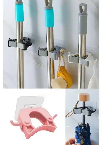 Pink Home 3'lü Paspas Süpürge ve Mop Tutucu Seti Ev Temizliği İçin Pratik ve Estetik Çözüm