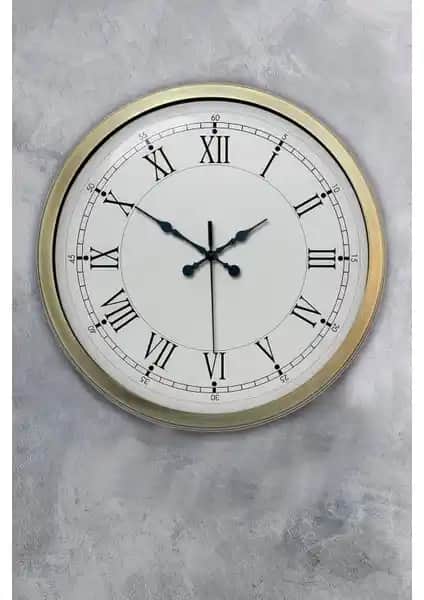 Platin Saat 40 cm Eskitme Metal Retro Duvar Saati – Vintage ve Şık Tasarım