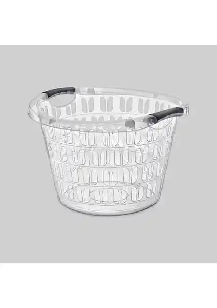 Poly Time Yuvarlak Çamaşır Sepeti 33 Lt Şeffaf Modern ve Dayanıklı Tasarım