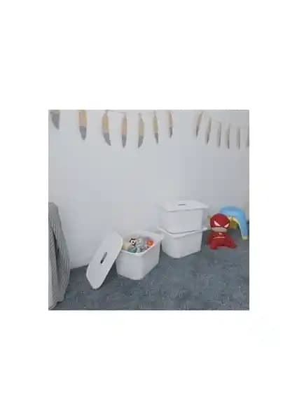 Pratico 3 Adet Beyaz Derin Kapaklı Oyuncak Sepetleri: Şık ve Fonksiyonel Saklama Çözümleri