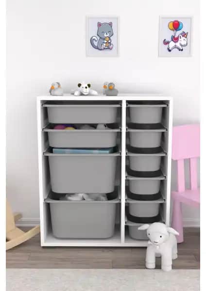 Pratico Çok Amaçlı Oyuncak Dolabı Gri: Modern ve Dayanıklı Depolama Çözümü