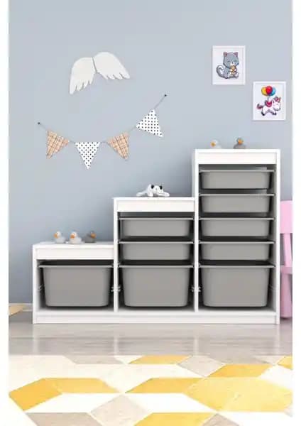 Pratico Swiss 9 Gri Sepetli Çok Amaçlı Dolap: Modern ve Çok Fonksiyonlu Depolama Çözümü