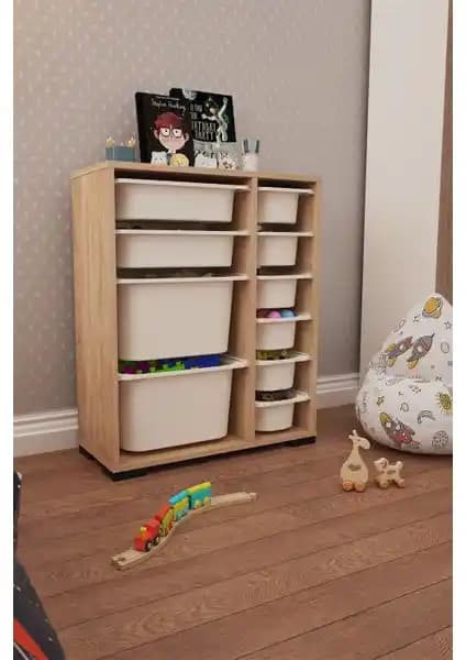 Pratico Zen Sonomo 10 Sepetli Çok Amaçlı Oyuncak Dolabı Modern ve Fonksiyonel Tasarım