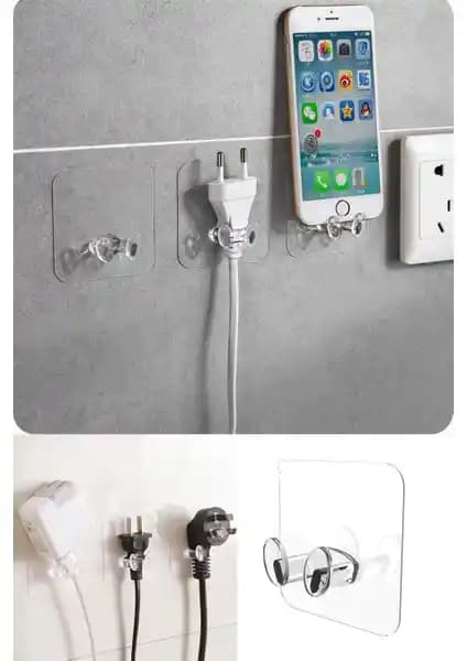 Pratik ve Estetik Kendinde Yapışkanlı Şeffaf Kablo ve Diş Fırçası Tutucu Ürün Özellikleri