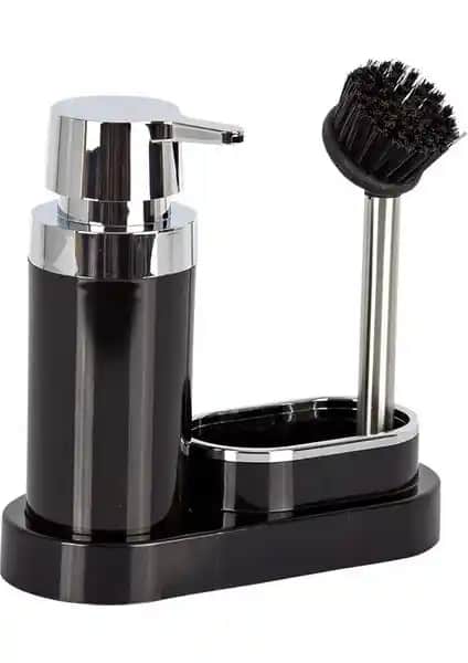 Primanova Polen Siyah Mutfak Sıvı Sabunluk ve Fırçalı Set Modern ve Dayanıklı Tasarım