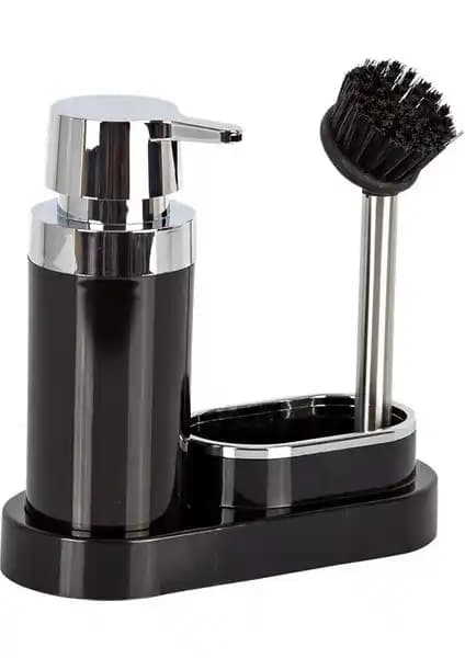 Primanova Polen Siyah Mutfak Sıvı Sabunluk ve Fırçalı Set Modern ve Dayanıklı Tasarım