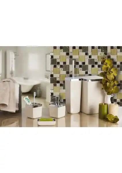 Primanova Toskana 5 Parça Banyo Seti Bej Modern ve Dayanıklı Banyo Aksesuarları