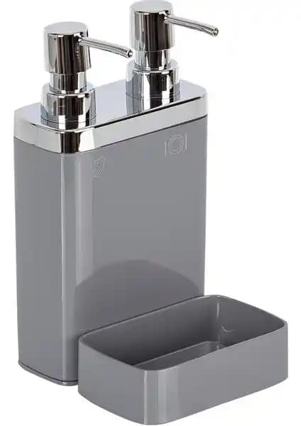 Primanova Viva 2'li Sıvı Sabunluk ve Süngerlikli Gri Modern Tasarım ve Dayanıklılık