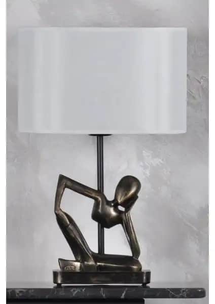 Qdec Modern Dizayn İnsan Abajur Gold Beyaz Şık ve Fonksiyonel İç Mekan Aydınlatması