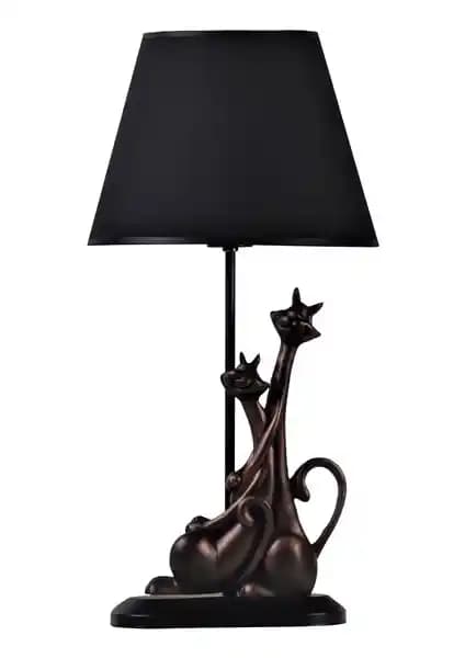 Qdec Modern Dizayn Kedi Abajur Bakır Siyah Ev ve Ofis Dekorasyonu İçin Şık ve Dayanıklı Aydınlatma Seçeneği