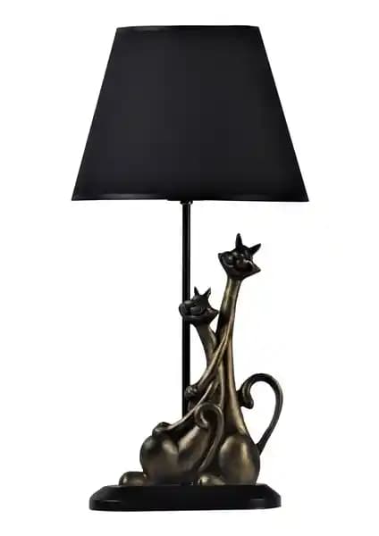 Qdec Modern Dizayn Kedi Abajur Gold Siyah Şık ve Dayanıklı İç Mekan Aydınlatma Çözümü