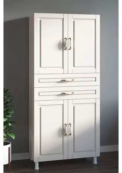 Rabi Mobilya Çok Amaçlı Country Dolap 4 Kapak 2 Çekmeceli Şık ve Dayanıklı Tasarım