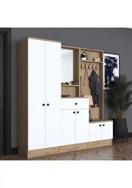 Rani P6 Modern Çekmeceli Aynalı Portmanto Giriş ve Geniş Alanlar İçin Şık Depolama Çözümü