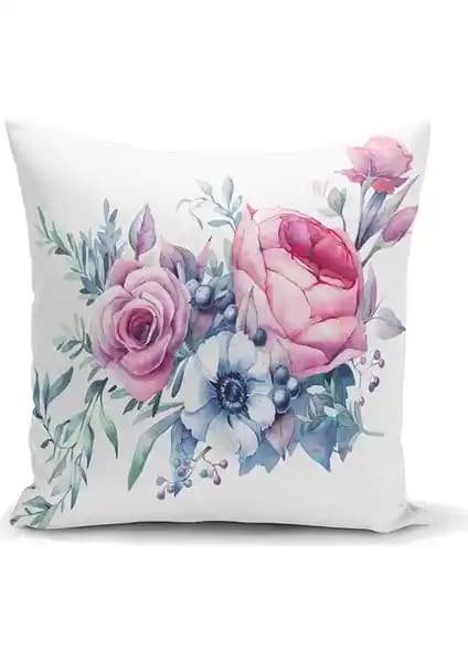 RealHomes Livense Çiçek Desenli Dijital Baskılı Kırlent Kılıfı 43x43 cm Modern Dekorasyon Ürünü