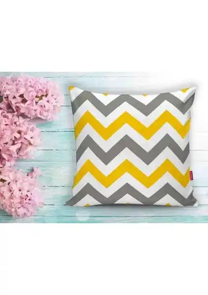 RealHomes Zigzag Desenli Dijital Baskılı Dekoratif Yastık Kırlent Kılıfı 40x40 cm