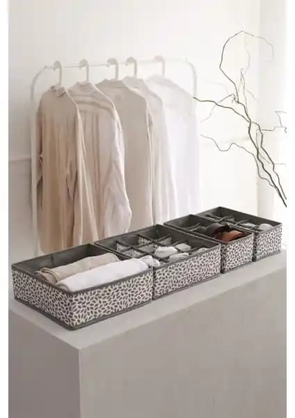 Rek Home 4'lü Gri Çocuk Odası Dolap Düzenleyici Seti Fonksiyonel ve Şık Tasarım