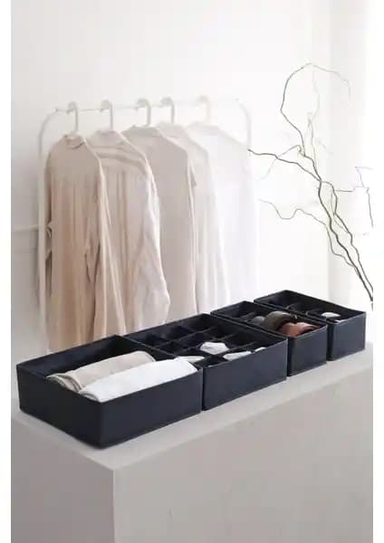 Rek Home 4'lü Lacivert Çocuk Odası Düzenleyici Seti Çekmecelerde ve Yüzeylerde Kullanım