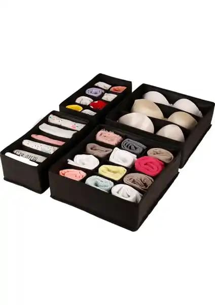 Rek Home 4'lü Siyah Çocuk Odası Dolap Çekmece İçi Düzenleyici Özellikleri ve Kullanım Alanları