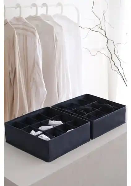 Rek Home Çocuk Odası İçin 2'li Lacivert Çekmeceli Organizatör ve Çorap Düzenleyici