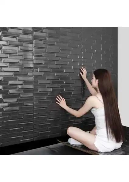 Renkli Duvarlar NW66 Siyah Opak Kendinden Yapışkanlı Duvar Paneli İç Mekan Dekorasyonu