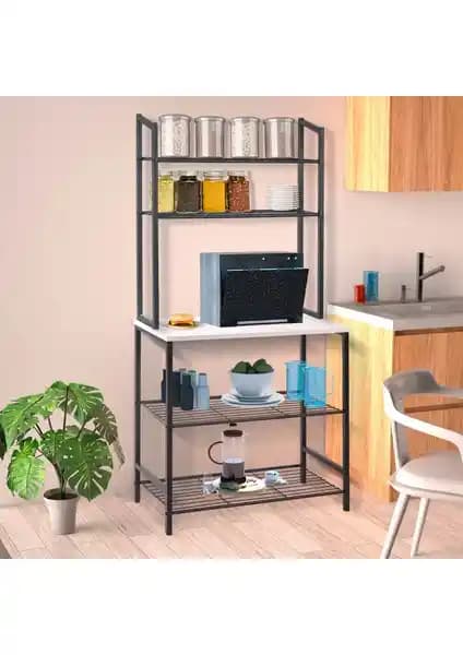 RetoDesign Beyaz Mutfak Bangosu: Çok Amaçlı Dayanıklı ve Şık Metal Raf Özellikleri