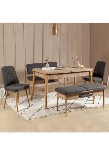 Reysa Mobilya SEMBOL EXTRA Atlantik Antrasit Masa Takımı Modern ve Fonksiyonel Tasarım