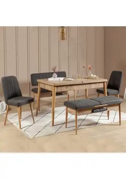 Reysa Mobilya SEMBOL EXTRA Atlantik Antrasit Masa Takımı Modern ve Fonksiyonel Tasarım