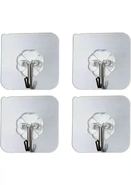 Rng Shopping Ultra Güçlü Yapışkanlı Şeffaf Duvar Askısı Seti 4'lü Pratik ve Estetik Kullanım