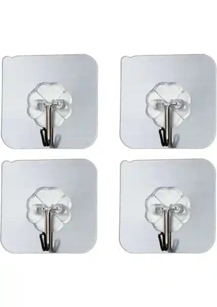 Rng Shopping Ultra Güçlü Yapışkanlı Şeffaf Duvar Askısı Seti 4'lü Pratik ve Estetik Kullanım