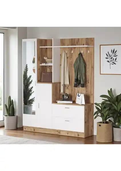 Robin Home Jessie Vestiyer Ayakkabılık Portmanto Aynalı Raflı Modern ve Klasik Tasarım