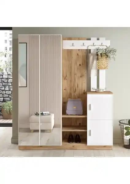 Robin Home Sofia Aynalı Vestiyer Modern ve Fonksiyonel Giriş Dekorasyonu İçin Uygun